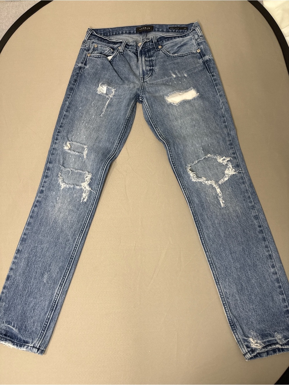 PacSun Men's Distressed Light Blue Skinny Jeans